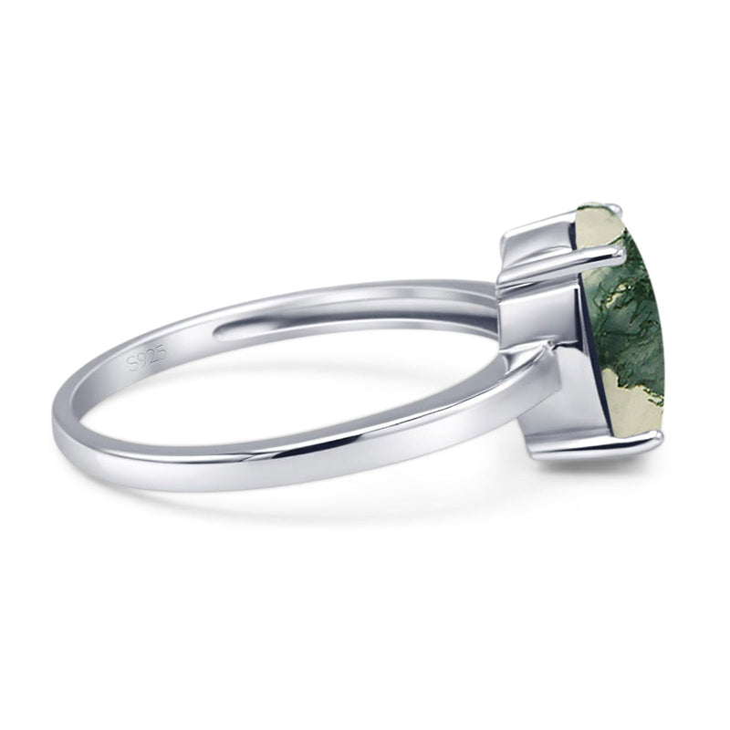 Art Deco Oval Natural Stone Solitaire Ring