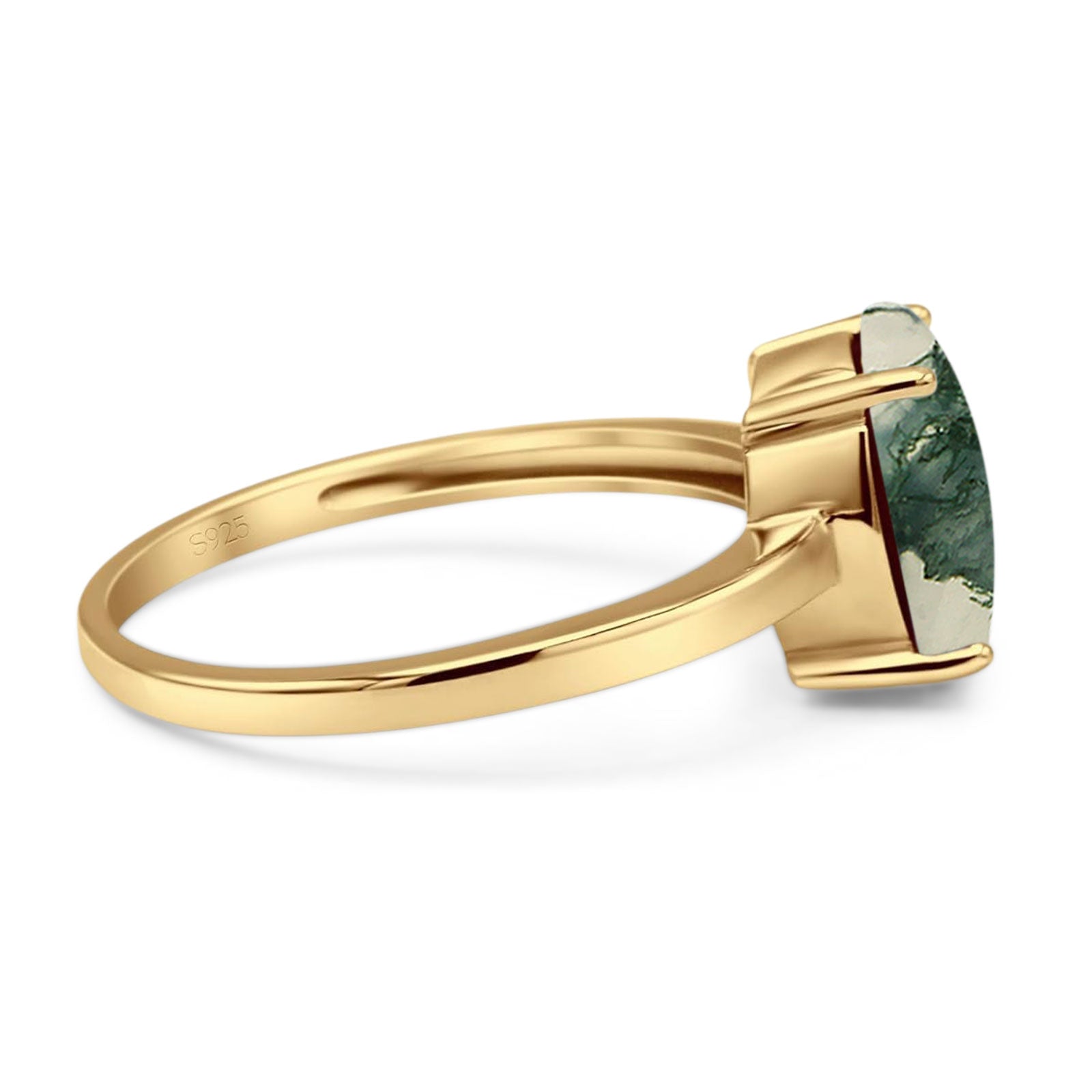 Art Deco Oval Natural Stone Solitaire Ring