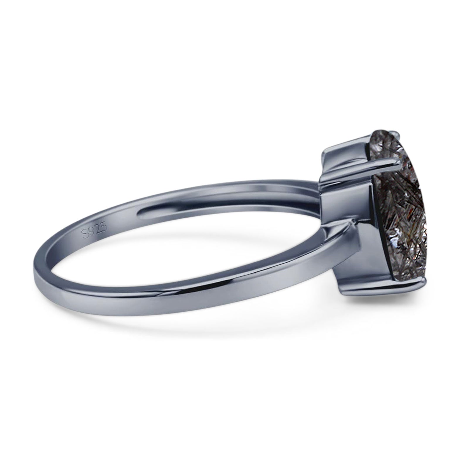 Art Deco Oval Natural Stone Solitaire Ring