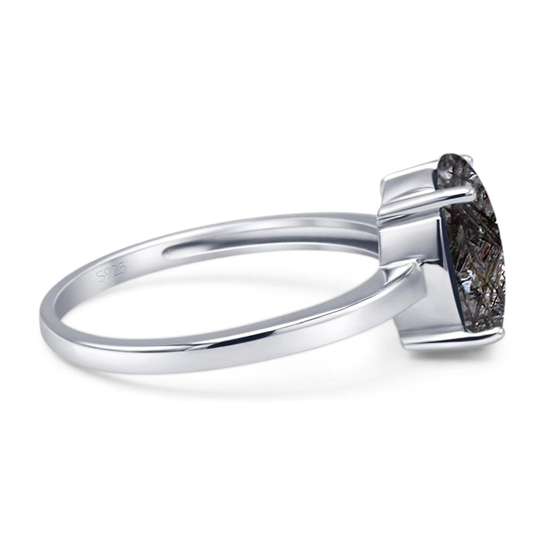 Art Deco Oval Natural Stone Solitaire Ring