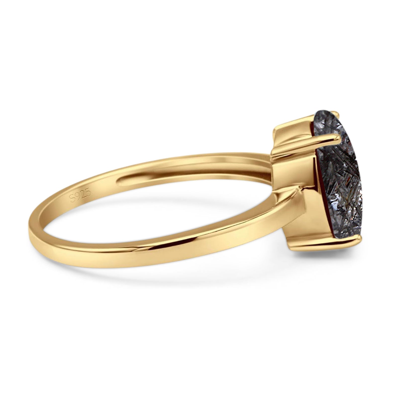 Art Deco Oval Natural Stone Solitaire Ring