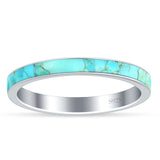 Full Eternity Stackable 3mm Wedding Band Turquoise 925 Sterling Silver