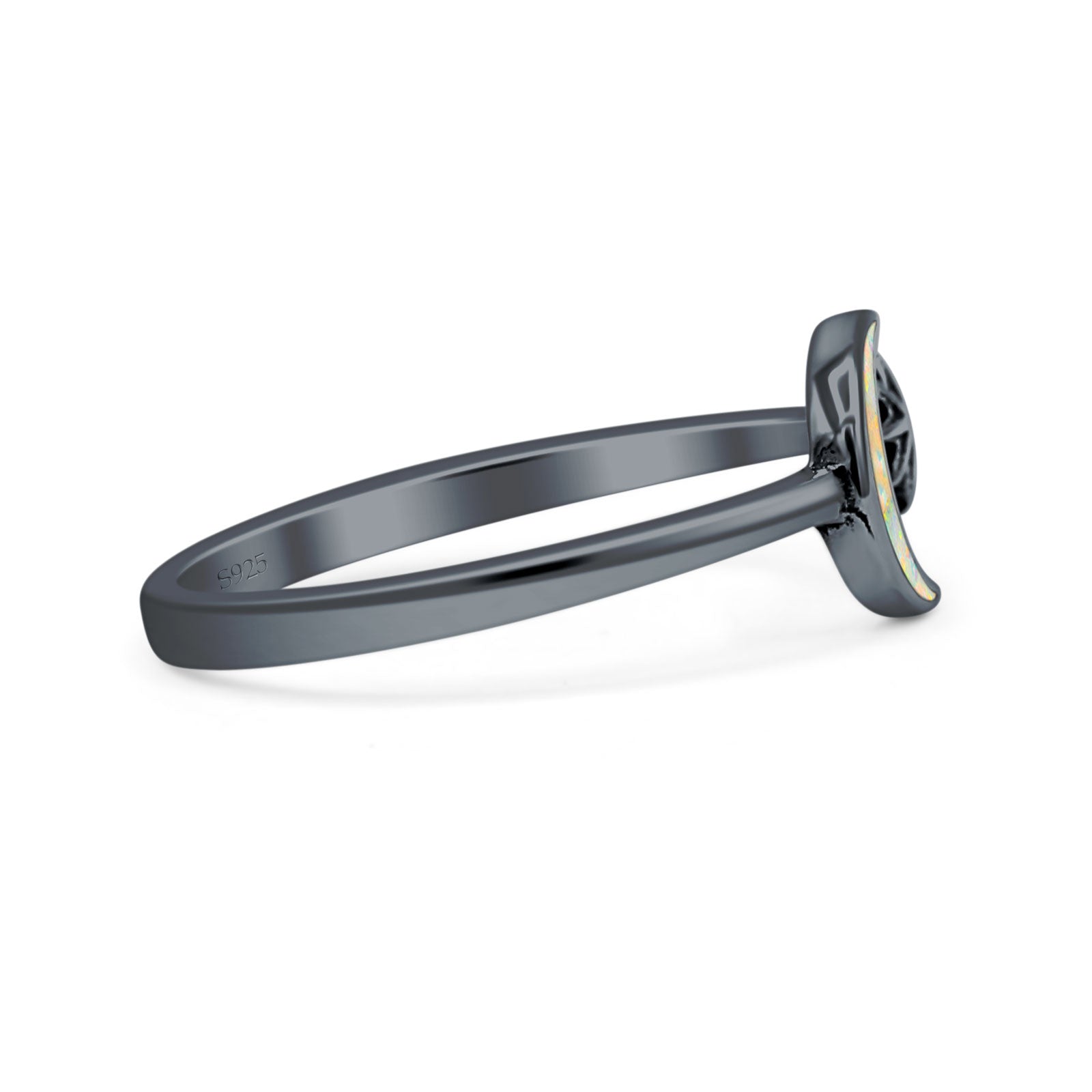 Oxidized Moon & Star Ring