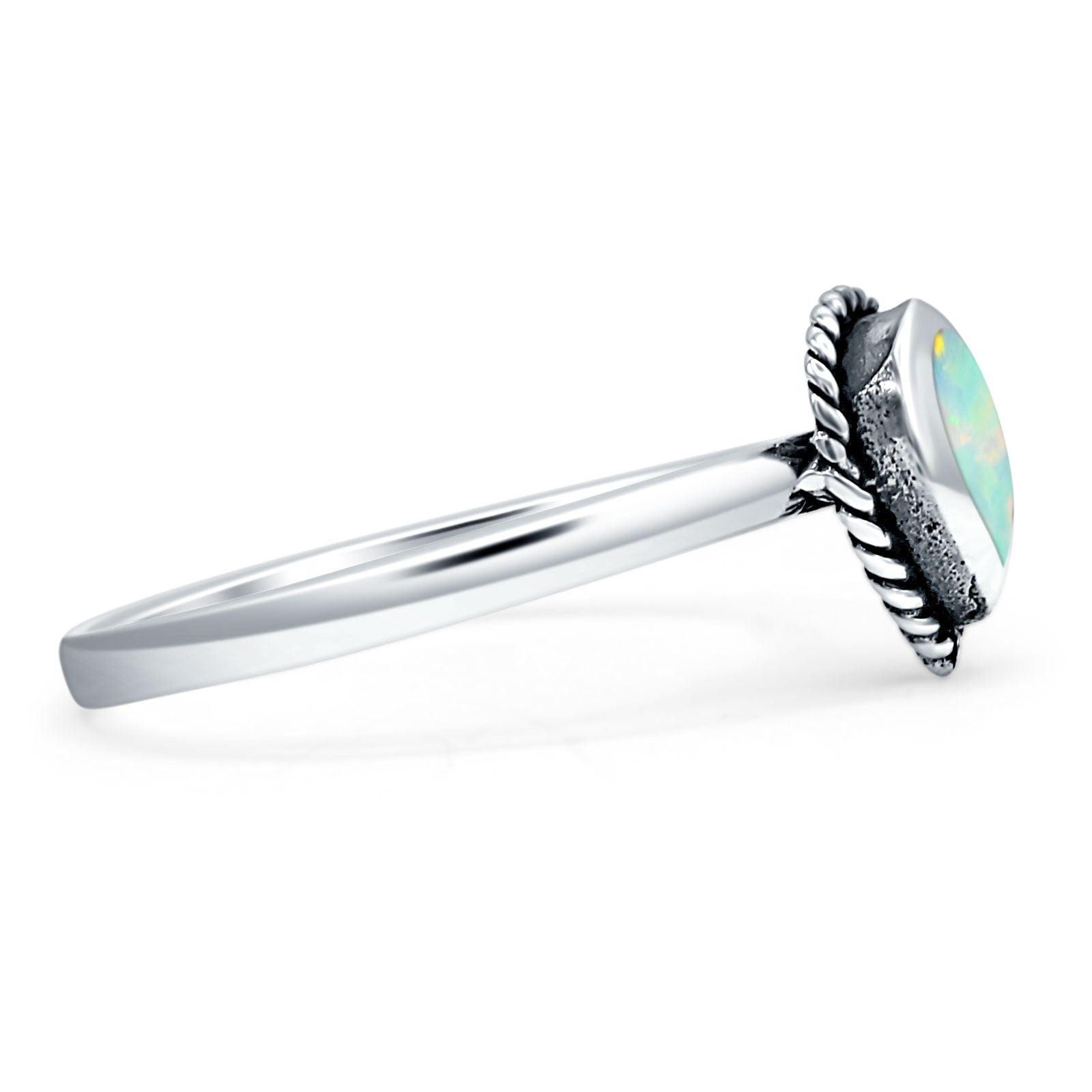Oxidized Pear Teardrop Solitaire Ring