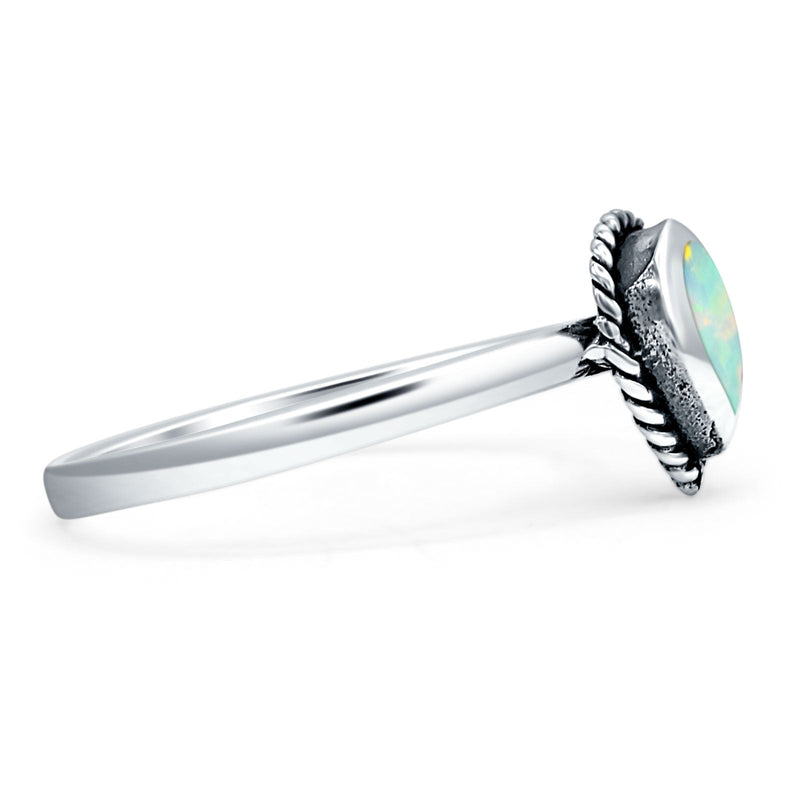 Oxidized Pear Teardrop Solitaire Ring