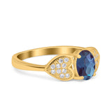 Art Deco Oval Natural Stone Promise Ring