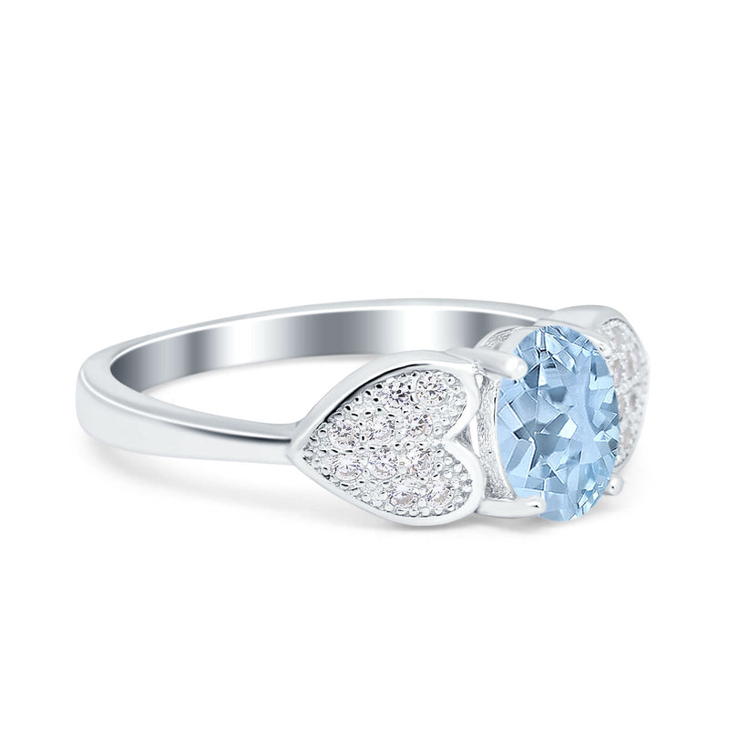 Art Deco Oval Natural Stone Promise Ring
