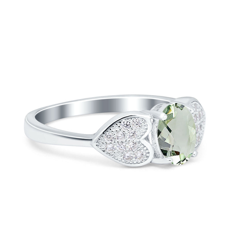 Art Deco Oval Natural Stone Promise Ring
