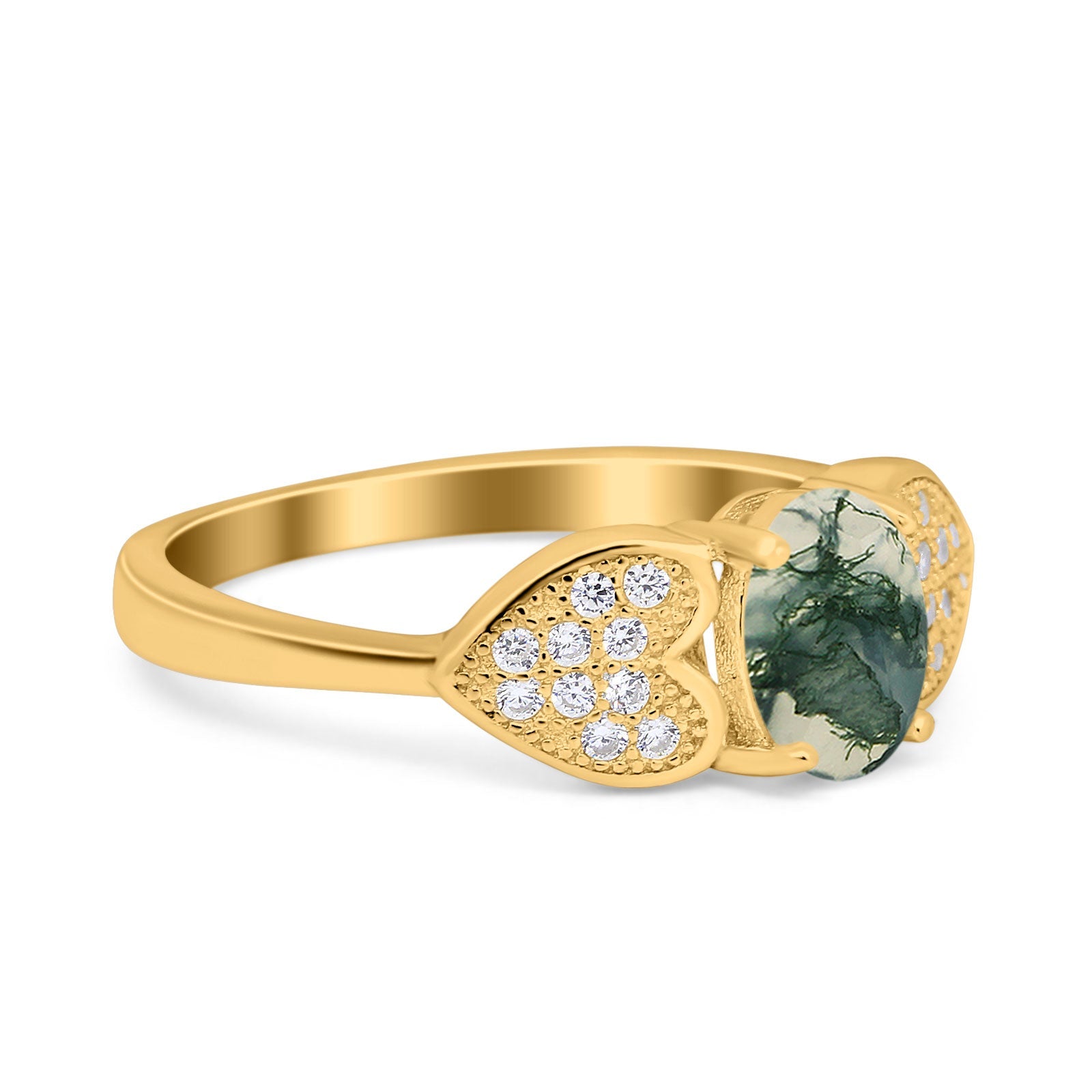 Art Deco Oval Natural Stone Promise Ring