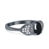 Art Deco Oval Natural Stone Promise Ring