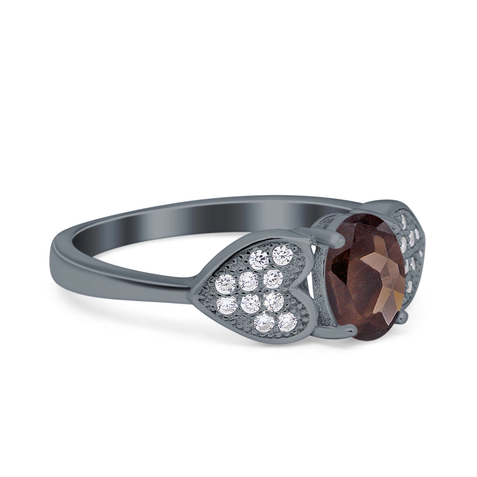 Art Deco Oval Natural Stone Promise Ring