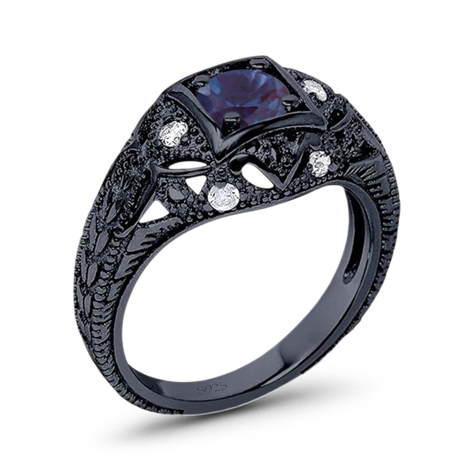 Art Deco Round Natural Stone Filigree Ring
