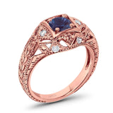 Art Deco Round Natural Stone Filigree Ring