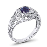 Art Deco Round Natural Stone Filigree Ring