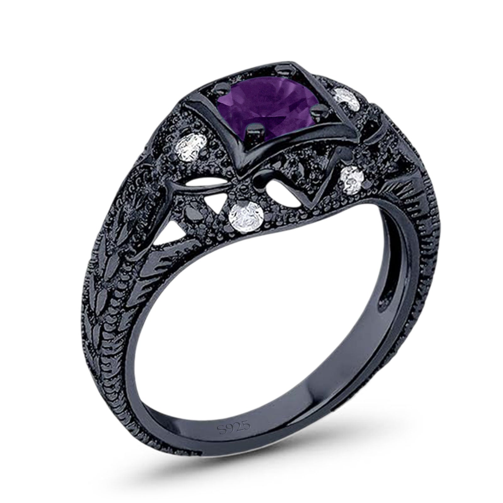 Art Deco Round Natural Stone Filigree Ring