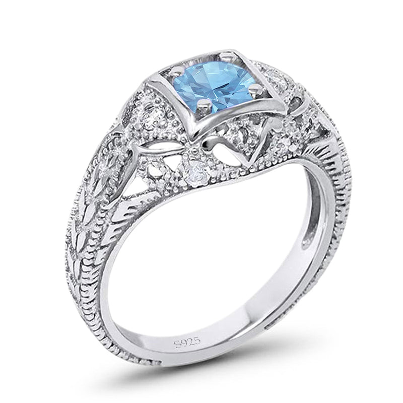 Art Deco Round Natural Stone Filigree Ring