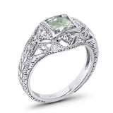 Art Deco Round Natural Stone Filigree Ring