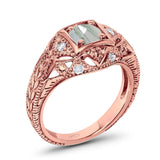 Art Deco Round Natural Stone Filigree Ring