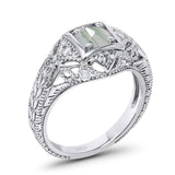 Art Deco Round Natural Stone Filigree Ring