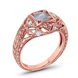 Art Deco Round Natural Stone Filigree Ring
