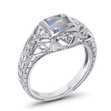 Art Deco Round Natural Stone Filigree Ring