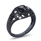 Art Deco Round Natural Stone Filigree Ring