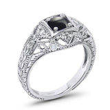 Art Deco Round Natural Stone Filigree Ring