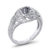 Art Deco Round Natural Stone Filigree Ring