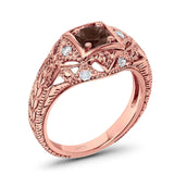 Art Deco Round Natural Stone Filigree Ring