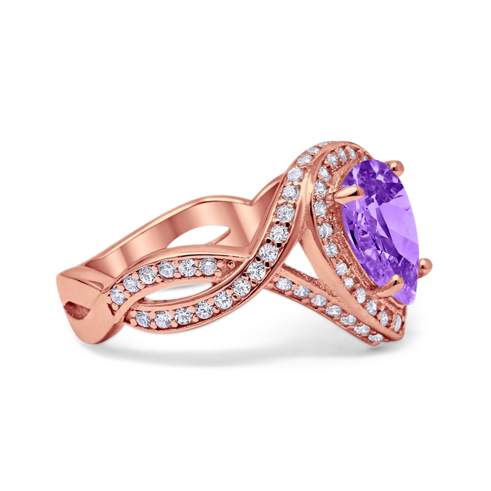 Pear Teardrop Natural Stone Twisted Ring