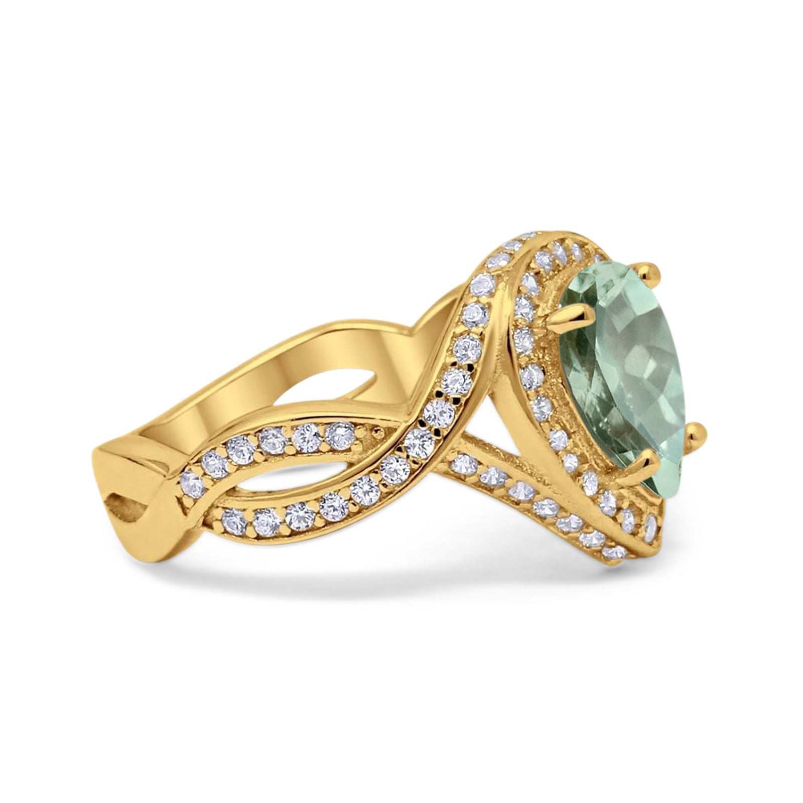 Pear Teardrop Natural Stone Twisted Ring