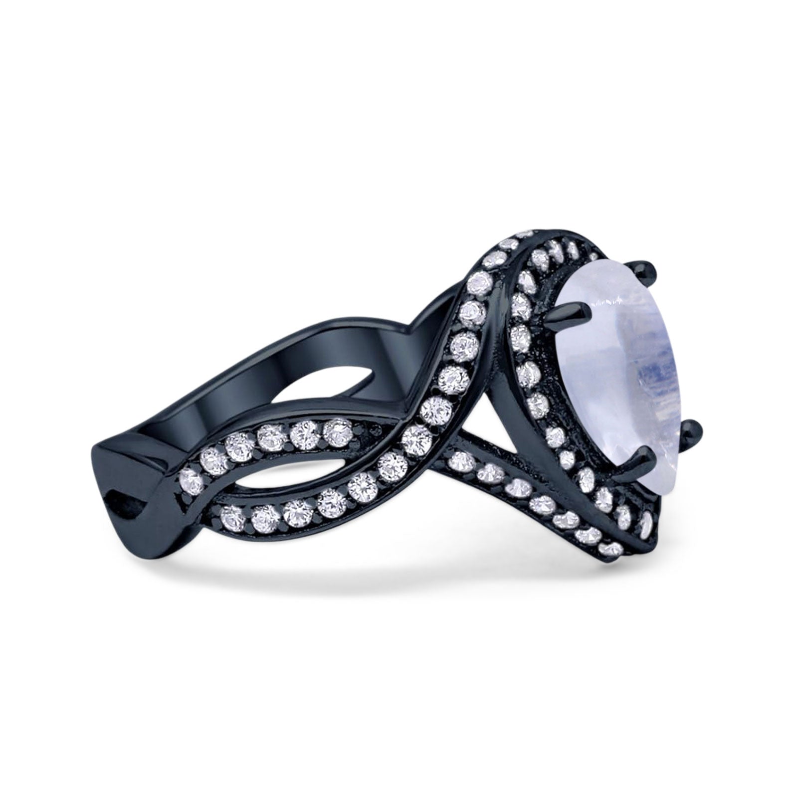 Pear Teardrop Natural Stone Twisted Ring