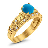 Two Piece Round Natural Stone Bridal Ring