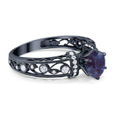 Art Deco Round Natural Stone Floral Ring