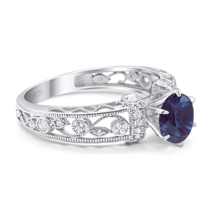 Art Deco Round Natural Stone Floral Ring