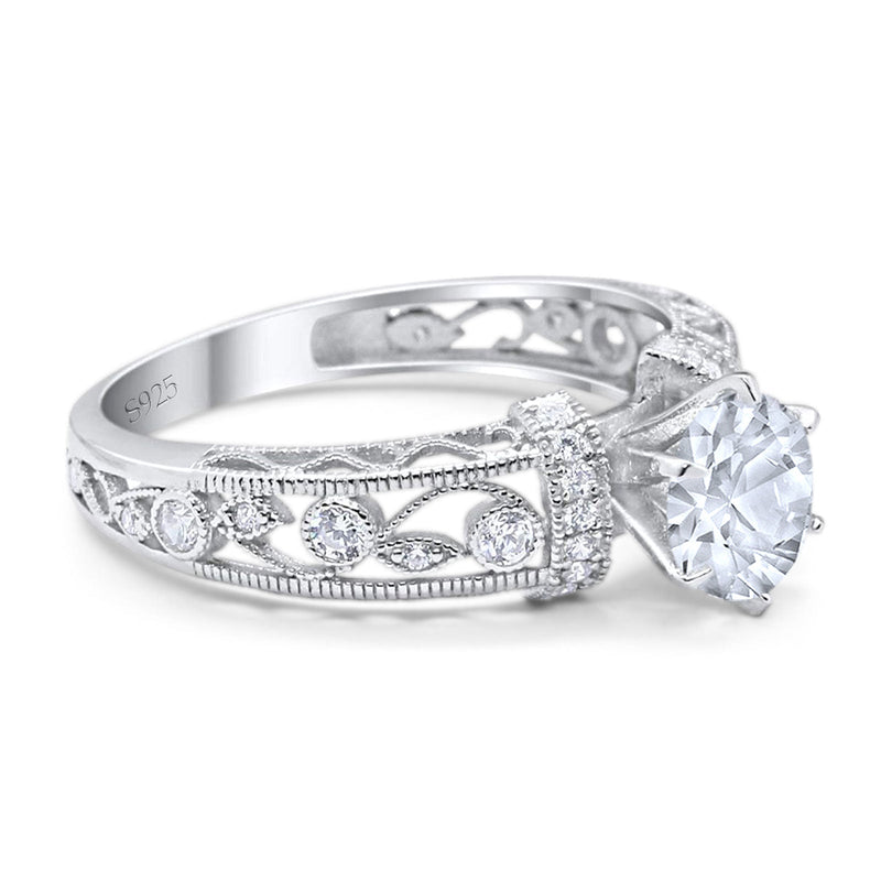 Art Deco Round Natural Stone Floral Ring