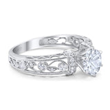 Art Deco Round Natural Stone Floral Ring