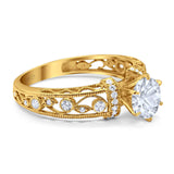 Art Deco Round Natural Stone Floral Ring