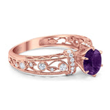 Art Deco Round Natural Stone Floral Ring
