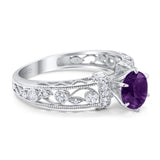 Art Deco Round Natural Stone Floral Ring