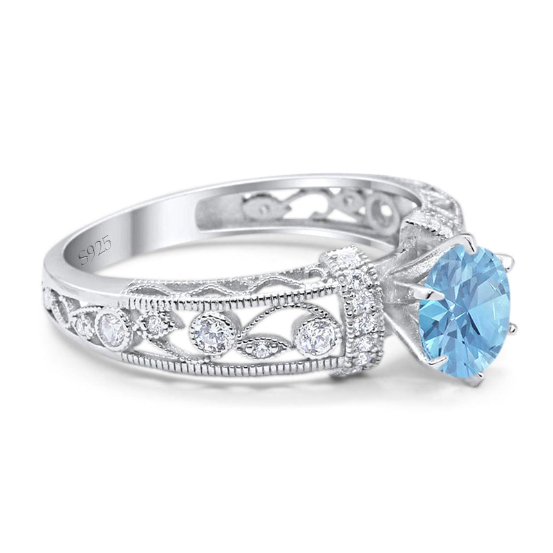 Art Deco Round Natural Stone Floral Ring