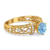 Art Deco Round Natural Stone Floral Ring