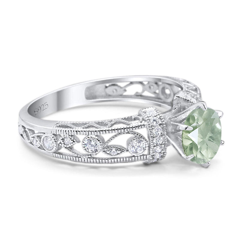 Art Deco Round Natural Stone Floral Ring