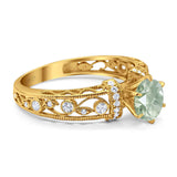 Art Deco Round Natural Stone Floral Ring