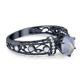 Art Deco Round Natural Stone Floral Ring