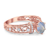 Art Deco Round Natural Stone Floral Ring