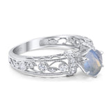 Art Deco Round Natural Stone Floral Ring