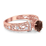 Art Deco Round Natural Stone Floral Ring
