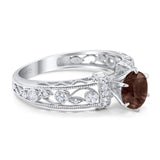 Art Deco Round Natural Stone Floral Ring