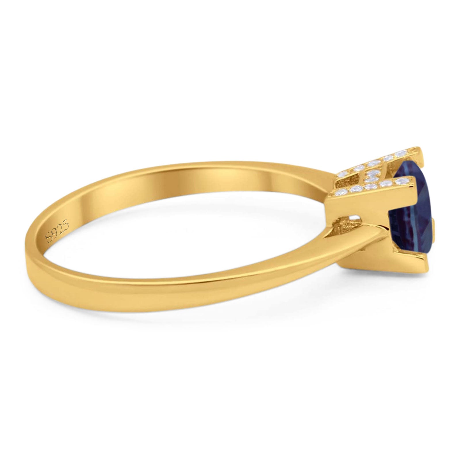 Minimalist Round Natural Stone Solitaire Ring